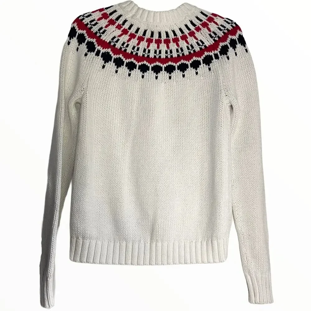 J.Crew Fair Isle White Pullover Sweater Crew Neck